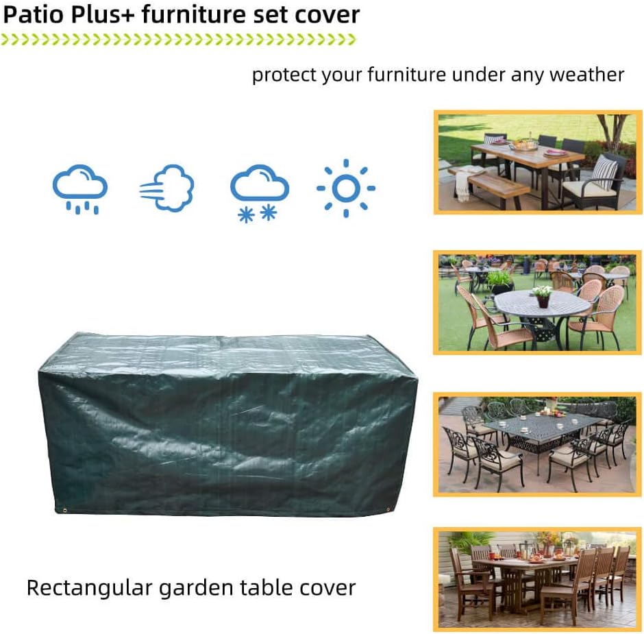 RICHIE Garden Furniture Covers - Waterproof Garden Table & Chair Covers, 170x95x70cm, Breathable Polyethylene, Green - Image 4