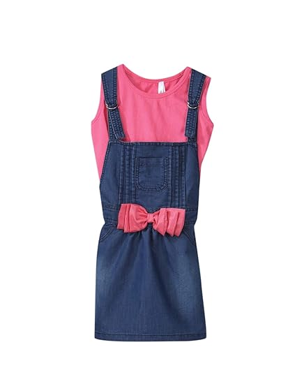 pink denim dungaree dress