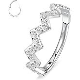 GAGABODY Daith Jewelry Conch Piercing Jewelry 16G Hoop 316L Surgical Steel 8mm 10mm Hinged Nose Rings Clicker Earring for Women Earring Hoop for Lobe CZ/Opal