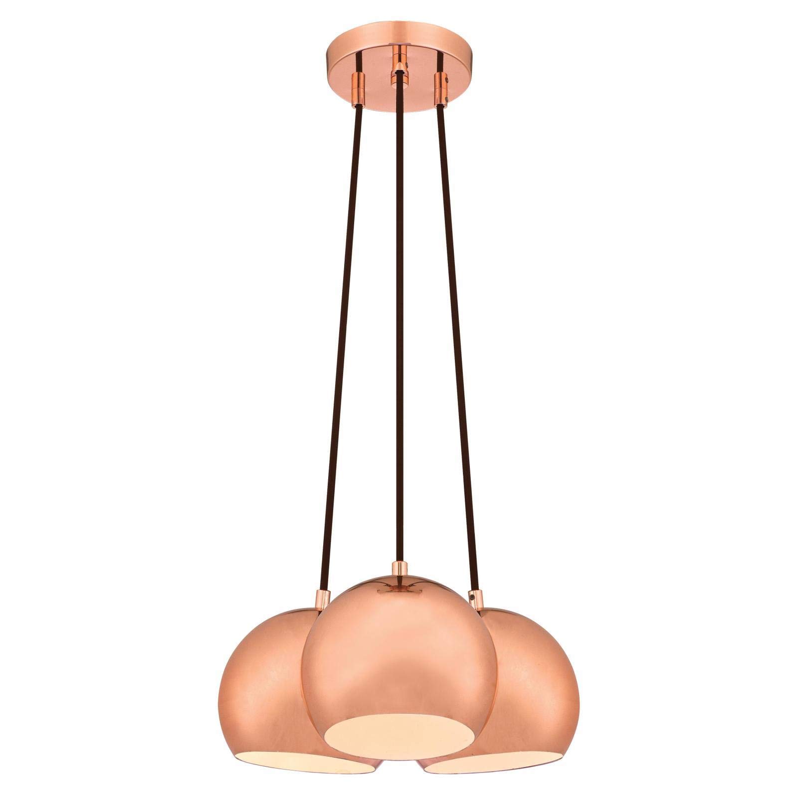 Temara 6110140ATE Three-Light Indoor Cluster Pendant, High-Gloss Copper Finish