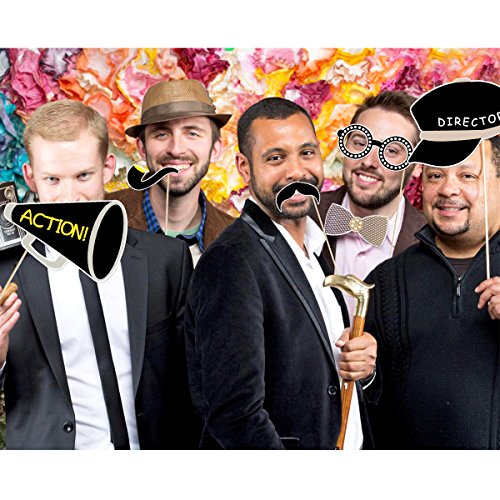 LUOEM Hollywood Photo Booth Props Kit Hollywood Party Selfie Photo Props Movie Night Photo-Booth Props Party Supplies,Pack of 21 - Thumbnail 4