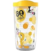 Tervis Warner Brothers Tweety 80th Anniversary Made in USA Double Walled Insulated Tumbler Travel Cup Keeps Drinks Cold & Hot, 16oz, Classic