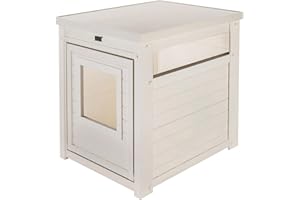New Age Pet ECOFLEX Litter Loo Standard & Jumbo Sizes, 4 Colors, Moisture and Odor Resistant Enclosure & End Table, No‑Tools Assembly, 10 Year Warranty, Antique White, Standard
