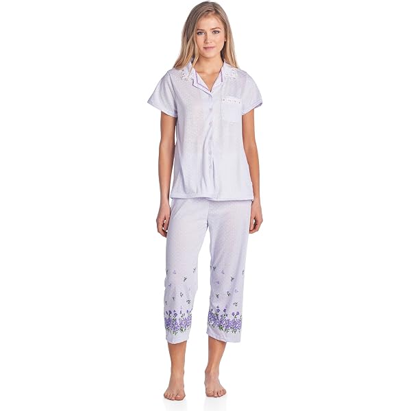 Normann Ladies Short Sleeve Pajama Set - Ethnic Print, Plus Sizes Available, 100% Cotton - View #3