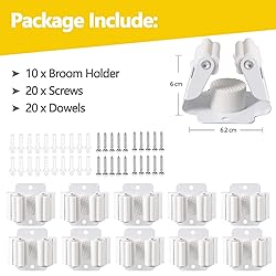 Verdenu 10 Pack Broom Holder Wall Mount, Mop and
