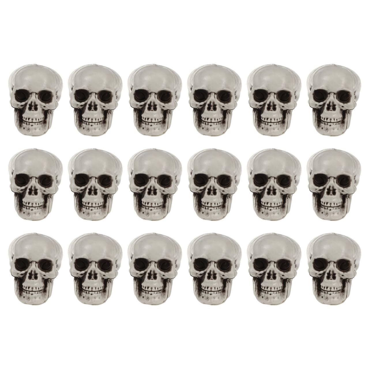 TOYANDONA 18pcs Halloween Plastic Skull Head Small Realistic Skeleton Skull Fake Skull Toys Halloween Prank Props for Halloween Bar Desktop Home Decor