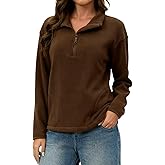 ZFLM Women's Classic Slim-Fitting Half-Zip Fleece Jacket Long-Sleeved Short Winter Coat With Pockets