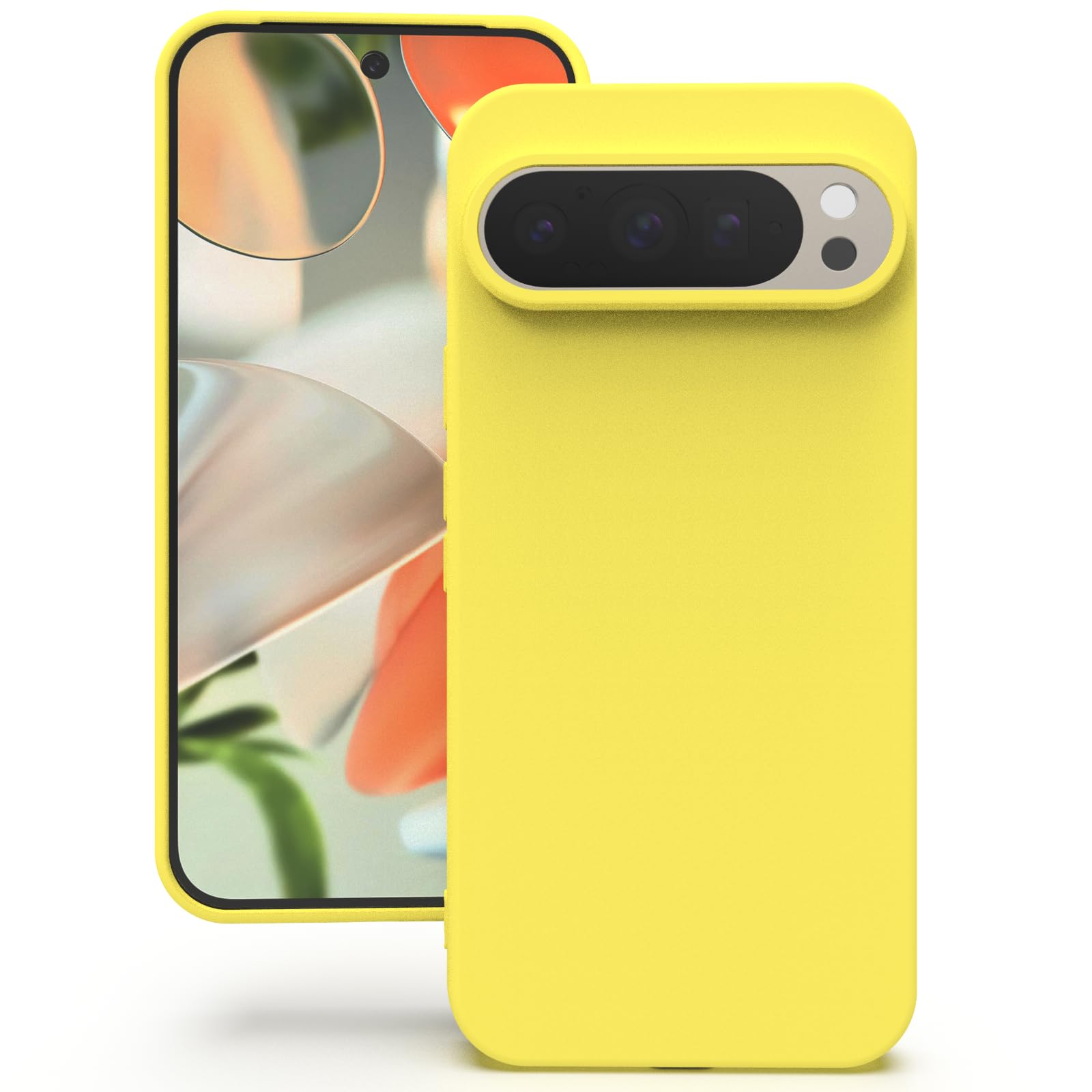 YATWIN Silicone Case for Google Pixel 9/9 Pro, Soft-Touch, Shockproof, DustProof, Antiskid Phone Cover for Google Pixel 9/9 Pro - Yellow
