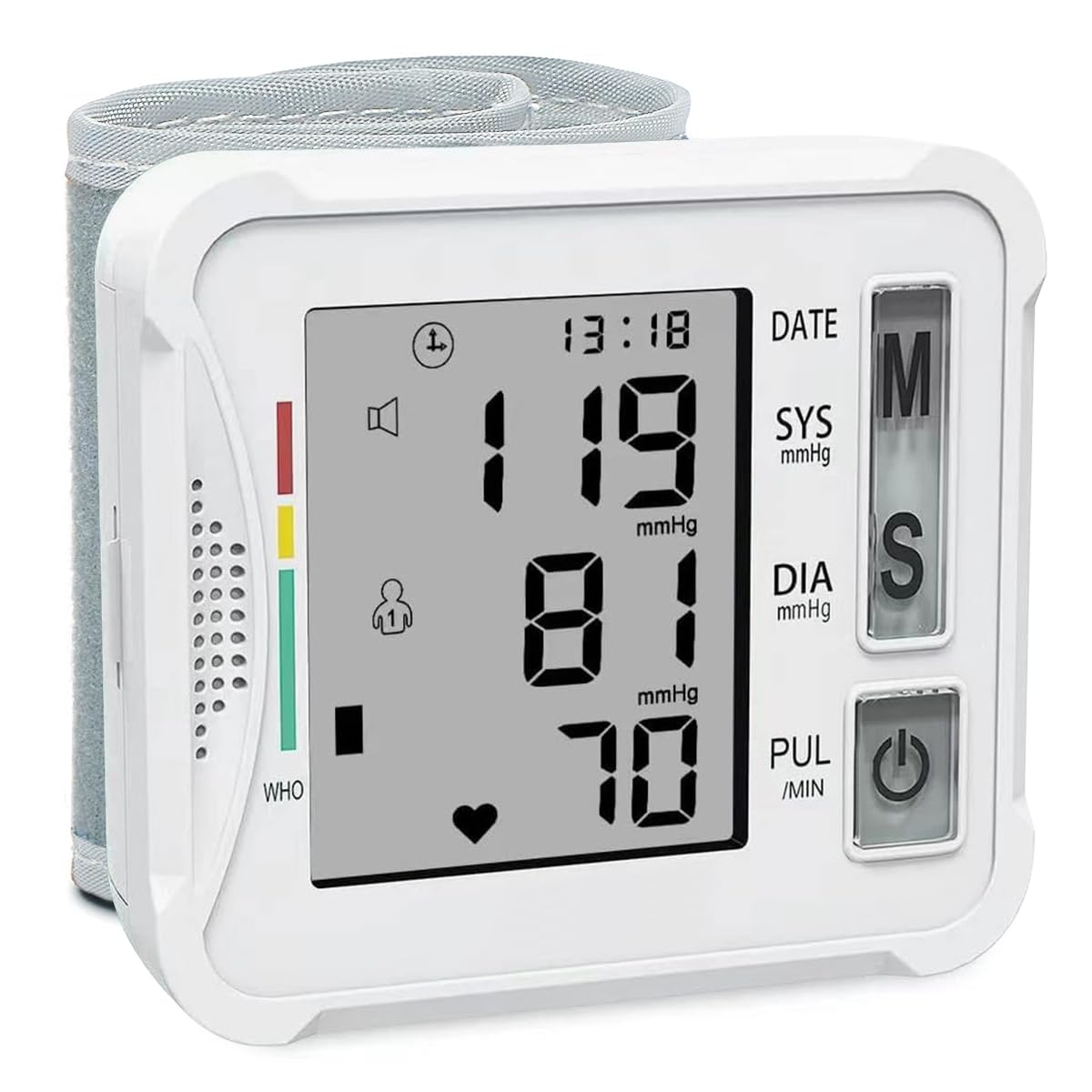 Blood Pressure Monitors Wrist, Blood Pressure Monitors with 13.5cm–19.5cm Adjustable Cuff, 2x99 Reading Memory for Two Users, Blood Pressure Monitors for Home Use, Heart Rate Monitor