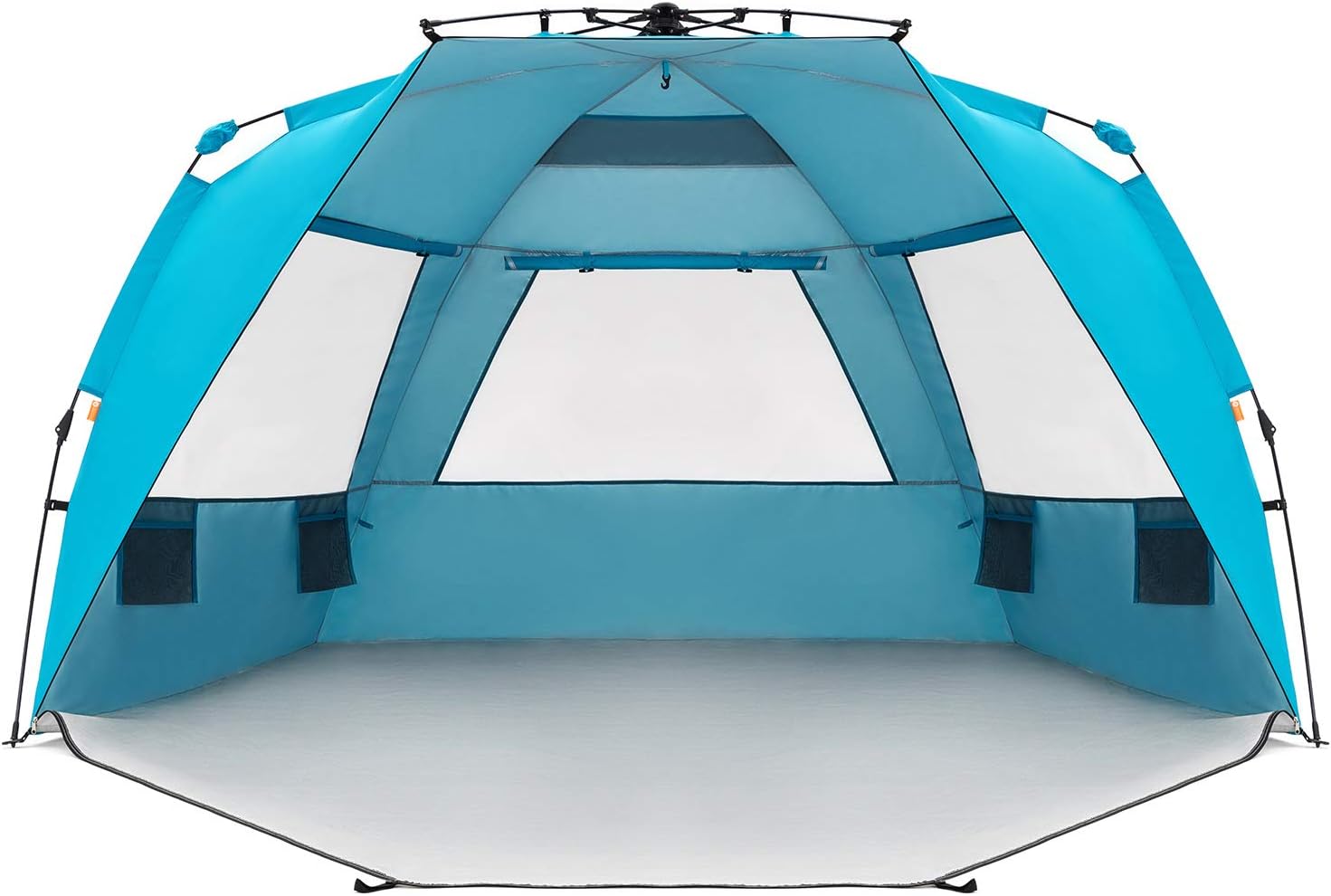 Easthills Outdoors Instant Shader Enhanced Deluxe XL Easy Up 4 Person Beach Tent Sun Shelter UPF 50+ Double Silver Coating with Extended Zippered Porch