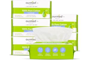 Ultra Soft Baby Dry Wipes - Ourmed Life 100% Cotton Tissues | Unscented Lint Free | Disposable Facial Towel for Sensitive Skin | 600 Count