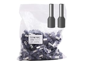 Fidioto AWG6 Wire Ferrules Terminals, 250pcs AWG6 Terminal Connector Wire Insulated Cord Pin Ends Terminals for Electric, Industrial, Chemical Industry, Power Control System, etc.