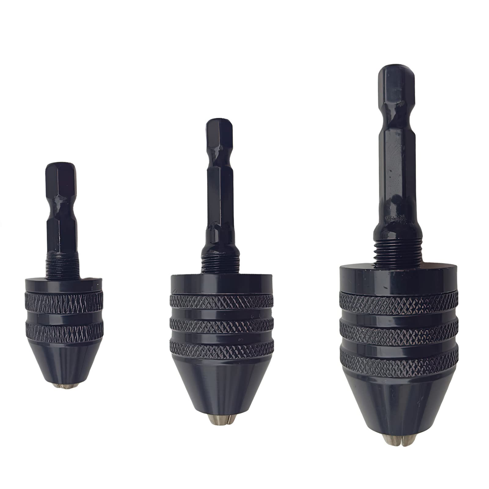 3 Pcs Keyless Drill Chuck Set, for 0.3-3.6mm 0.3-6.5mm 0.3-8mm Bit, 1/4 Inch Hex Shank Chuck Conversion Adapter for Air Screw Driver Manul Drill