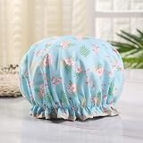 Yiapinn 2 Pcs Bath Caps Elastic Band Double Layers Flamingo Print view 6