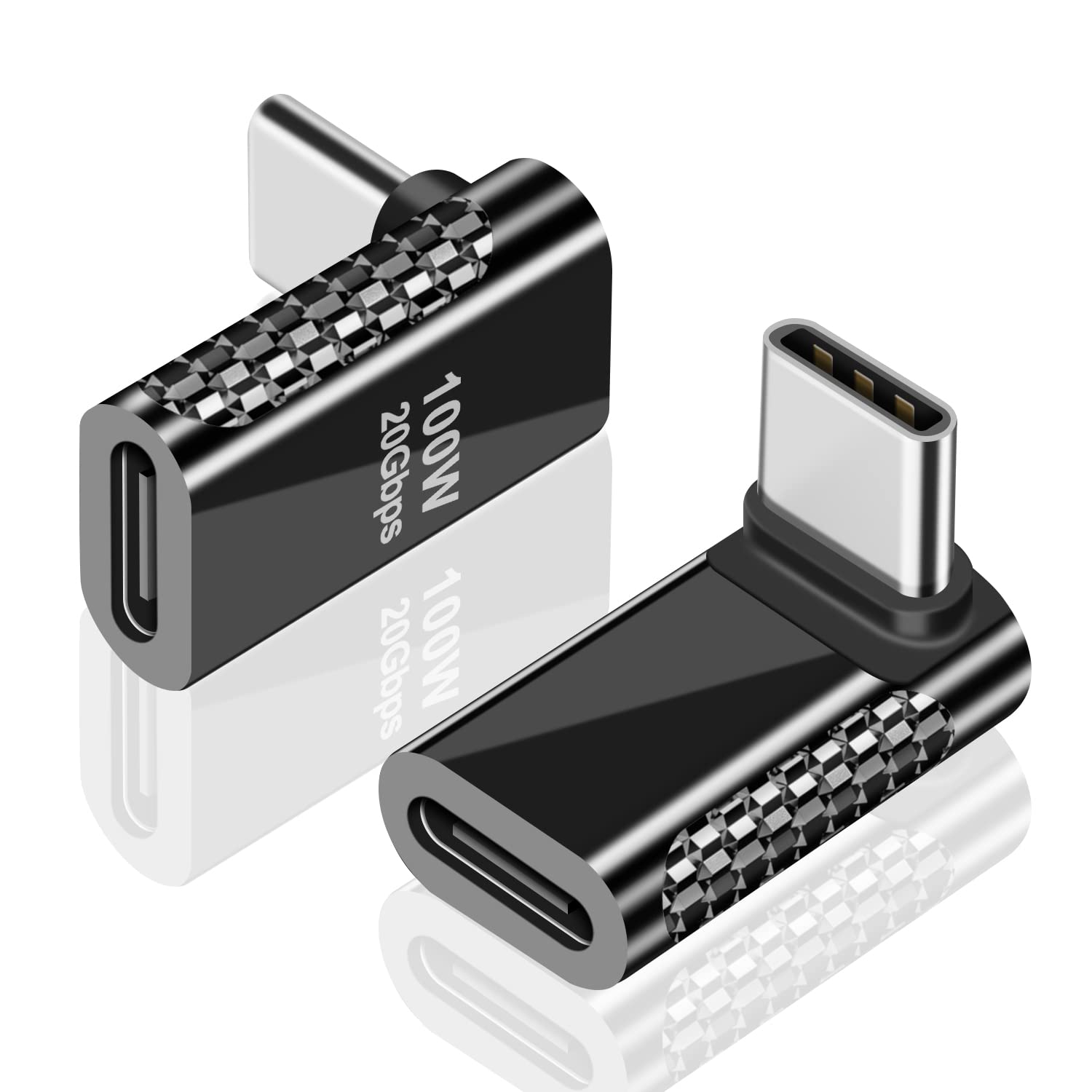 Duttek 90 Degree USB C Adapter (2PCS),USBC3.2 20GBps,100W USB C male to female Supports 8K Audio/Video,Zinc alloy USB C Extender compatible with Phones,Tablets,Laptops,MacBook and More Type C Devices