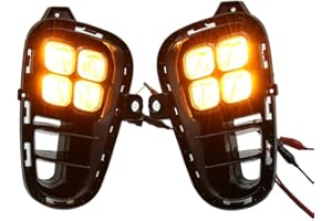BAYYEE 1Pair Daytime Running LED Fog Lamp DRL for KIA Rio 2018 2019 2020 4 Eyes LED DRL Wire Switch