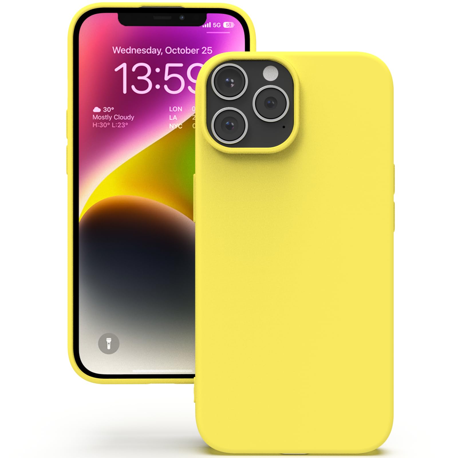 YATWIN Silicone Case for iPhone 13 Pro, Soft-Touch, Shockproof, DustProof, Antiskid Full Body Armour Phone Cover for Apple iPhone 13 Pro - Yellow — image 1