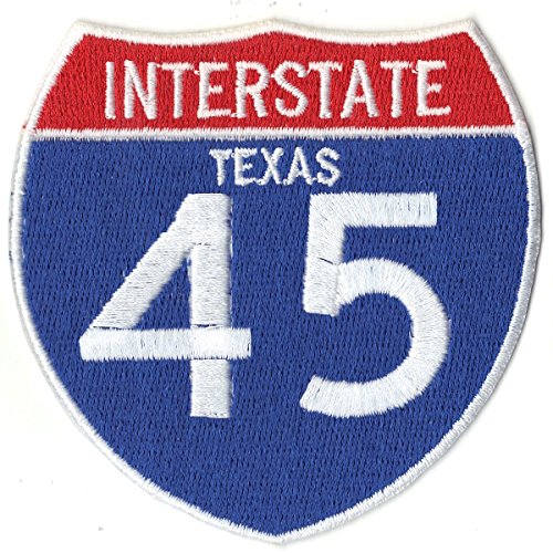 Houston Freeway Interstate 45 I-45 Sign Logo Embroidered Iron on Applique Patch