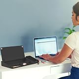 TOWON Desktop Glass Whiteboard with Wireless Charger Station White Black 34 x view 6