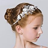 IYOU Princess White Flower Headpiece Pearl Crystal Bridal Wedding Hair view 2