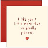 Valentines Day Card - Funny Engagement Card - Sweet Thinking Of You Card - I Like You Card For Valentines Day - I Like You More Than I Planned - I Love You Gifts For Him Her - Comes With Stickers