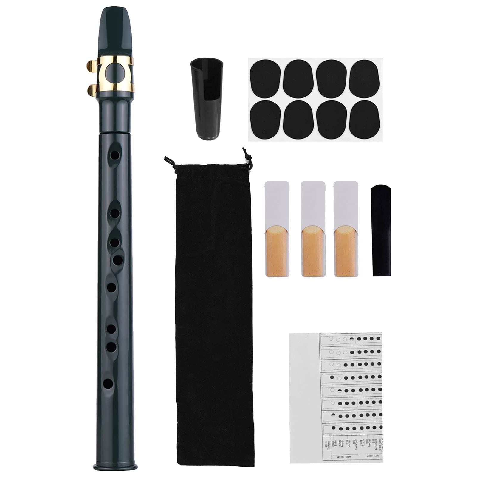 Mini Pocket Saxophone Kit, Portable Sax Alto Saxophone With 4 Reeds, 8 Dental Pad, Fingering Charts, Carrying Bag Woodwind Instrument for Beginners & Amateurs (Black)