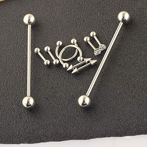 WZPB 34Pcs Professional Piercing Kit Surgical Steel Piercing Jewelry 14G 16G Piercing Needles Disposable Piercing Clamps for Nose Lip Eyebrow Ear Piercing