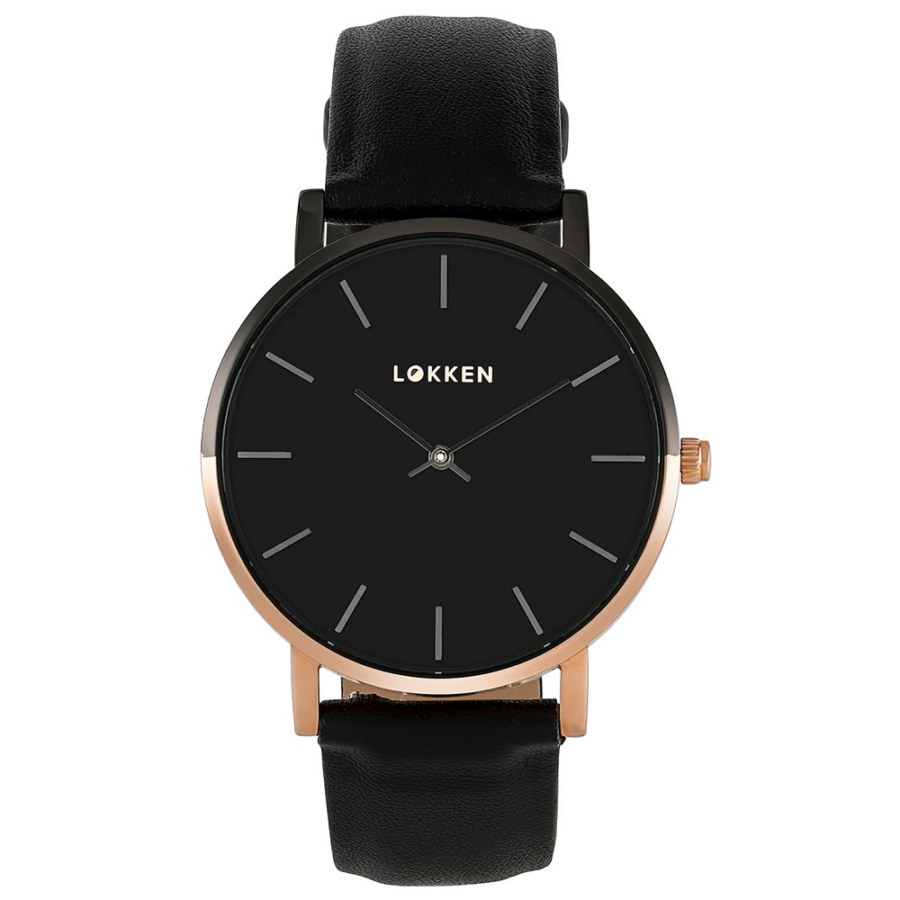 Lokken Ø1 - Rose Gold & Black Wrist Watch - Genuine Leather Band