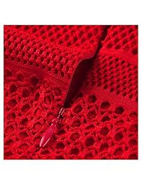 MISSMAY Vestido plisado de manga corta con contraste de rayas de encaje vintage para mujer