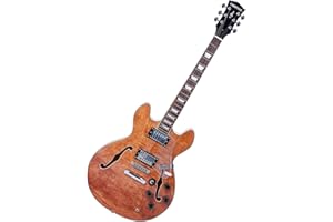 CARPOSE Semi-Hollow Body Electric Guitar,6-String Hollow Body Electric Guitar,Burl Wood Panel and Maple Back,Right Handed