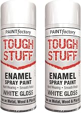 HitlineUK White Gloss Enamel Spray Paint 2x 400ml Metal Wood Plastic Interior view 1