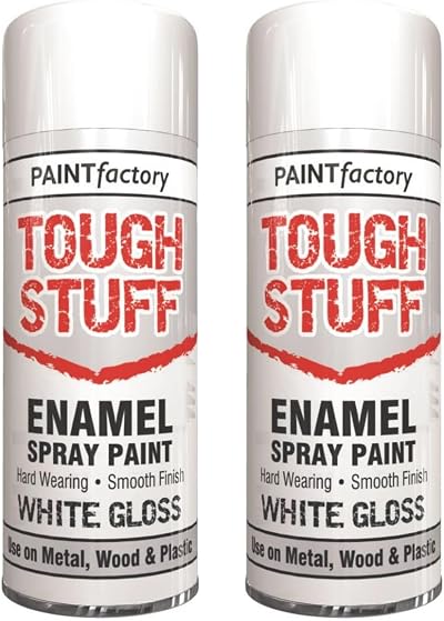 HitlineUK White Gloss Enamel Spray Paint 2x 400ml Metal Wood Plastic Interior
