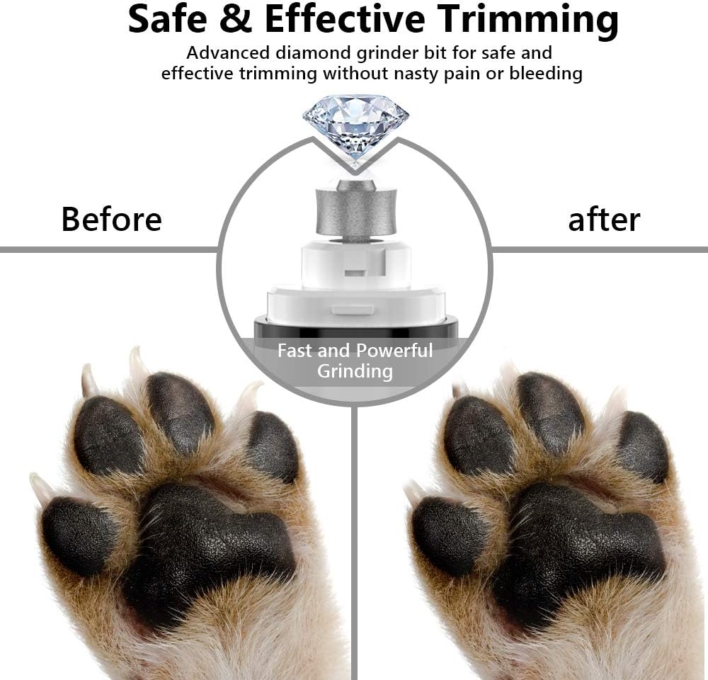 DELOMO Pet Nail Grinder for Dogs & Cat Quiet, 2 Speed and 3 Ports Nail Grinder, Electric Dog Nail Trimmers, Portable and Rechargeable Dog Nail Grinder for Large Dogs, Trimming your Pets Nail Smoothing