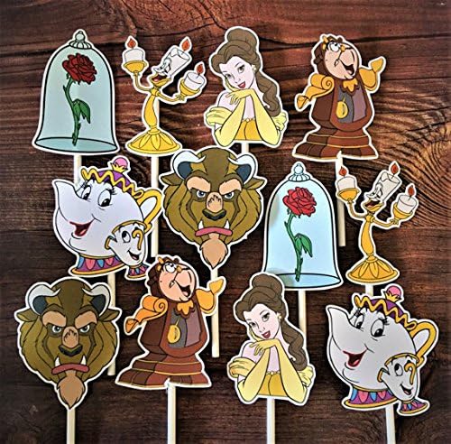12 Cupcake Toppers BEAUTY AND THE BEAST