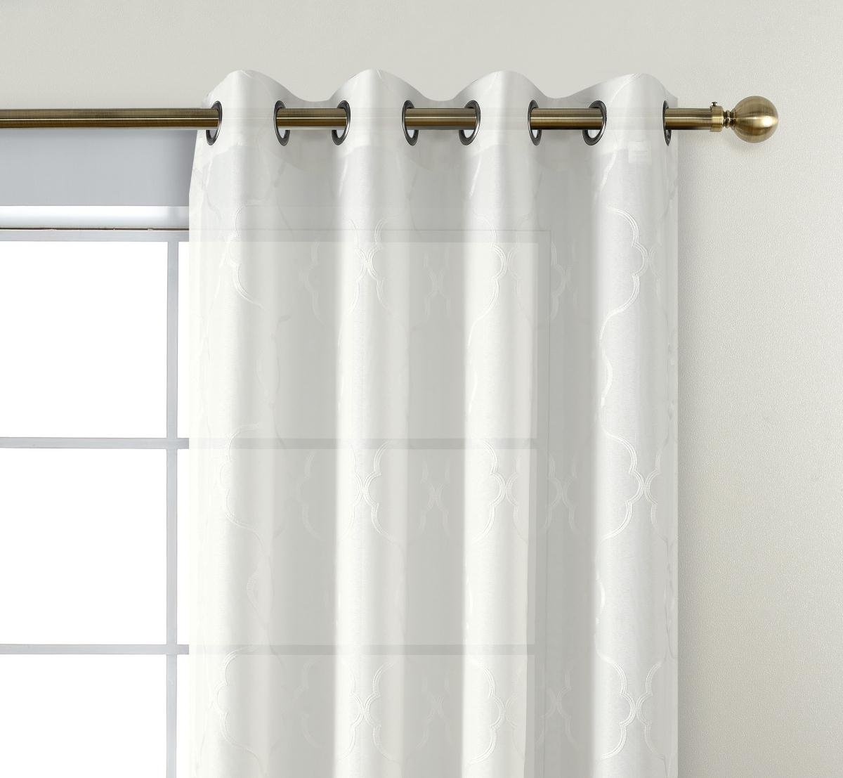Miuco Moroccan Embroidered Semi Sheer Curtains Faux Linen Grommet