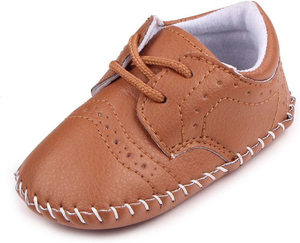 MiYuebb Infant/Toddler Handmade Oxford Shoes Hard Sole Anti Skip Laced Baby Casual Wear