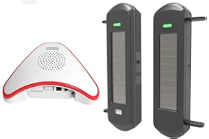 HTZSAFE Solar Wireless Driveway Alarm System- 1/2 Mile Long Transmission Range- 300 Feet Wide Sensor Range- No Wiring No Need Replace Battery- Outdoor Weatherproof DIY Security Perimeter Alert System