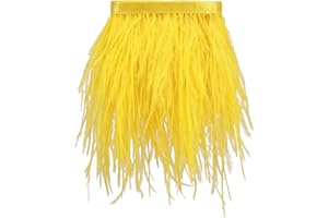 AMZTKDIY Ostrich Feathers Sewing Fringe Trim Ribbon for Crafts Clothes Accessories Latin Wedding Dress DIY 2 Yards 4-6inch Width (2 Yards, Yellow)