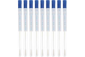 Healifty 50 Sets Nasopharyngeal Nylon Tipped Specimen Flocked Swabs with Tubes Lid Lable Nasal Swab Sterile Nylon Flocking Tip Flocked Swab (Red Blue Random