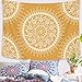 Yellow Tapestry Mandala Hippie Bohemian Tapestries Wall Hanging Flower Psychedelic Tapestry Wall Hanging Indian Dorm Decor for Living Room Bedroom