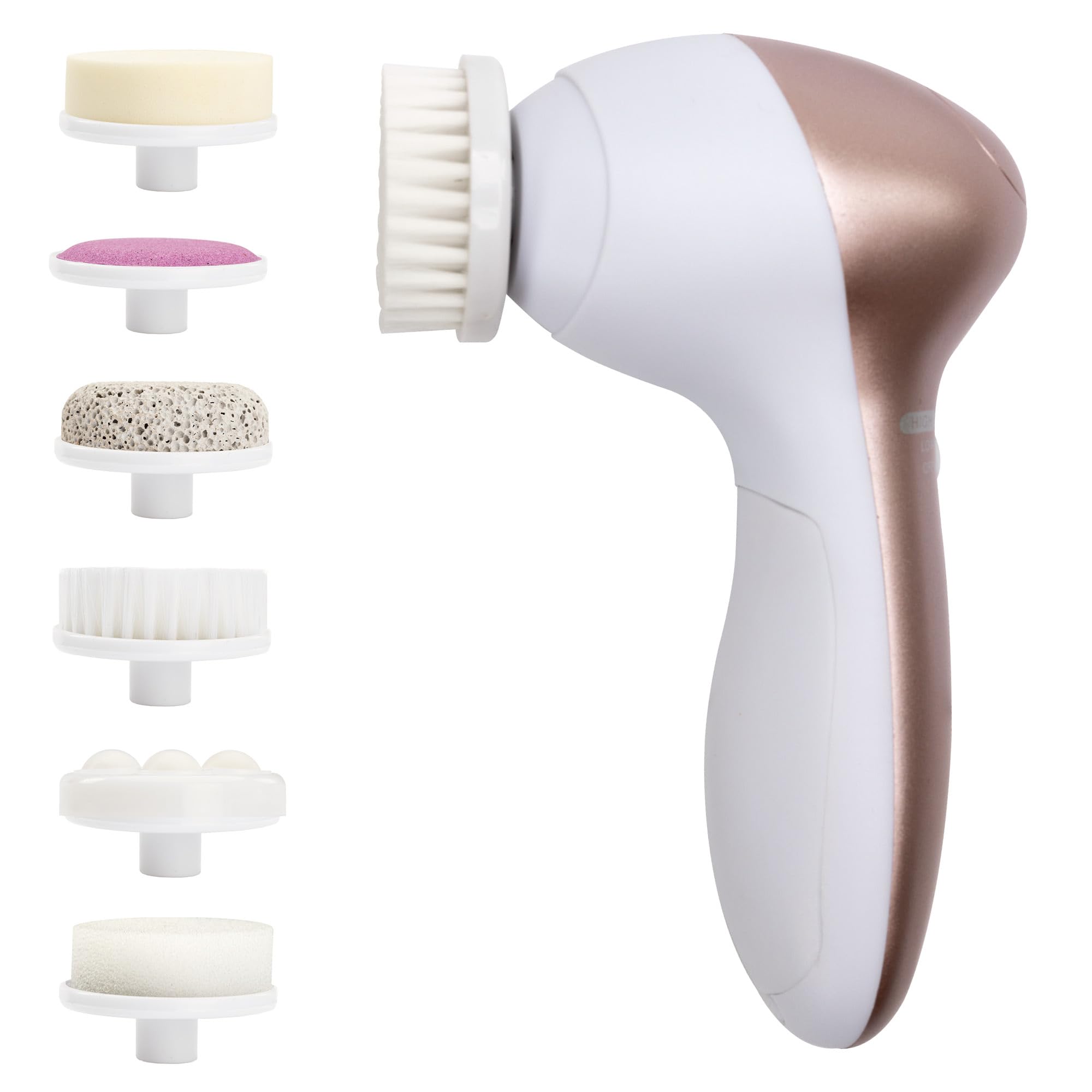 LIVIVO 7-in-1 Facial Cleansing Brush – Electric Face Brush Exfoliator with 7 Heads, Face Scrubber for Daily Cleansing and Exfoliating - Facial Brush for Face Exfoliator - Face Cleanser for Women