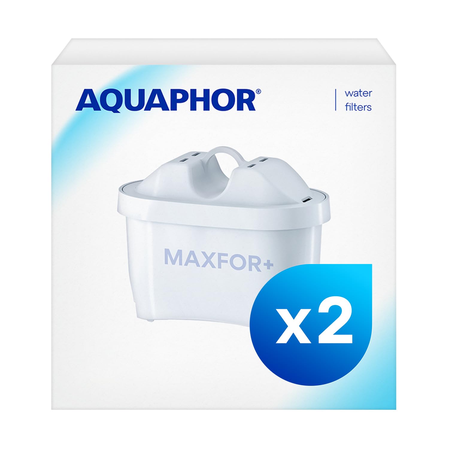 AQUAPHOR Maxfor+ Replacement Filter Cartridge Pack of 2 - Compatible with All Aquaphor Maxfor+ Filter jugs and Brita Maxtra+ Reduces limescale, Chlorine and Other impurities.