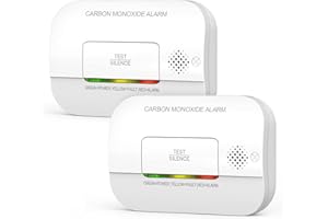 Putogesafe Carbon Monoxide Detector, 7 Year Sensor Life CO Detector with Battery Warning Indicator and Test Button, 85 dB, for Ceiling and Wall Mounting, White (2Pack)