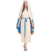 Sayhihi Virgin Mary Costume Women Biblical Nativity Saint Cosplay Dress Holy Robe Outfit Church Play Halloween Costumes