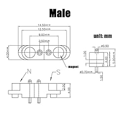 2 Pair Magnetic Pogo Pin Connector, 2/3/4/5P 2A