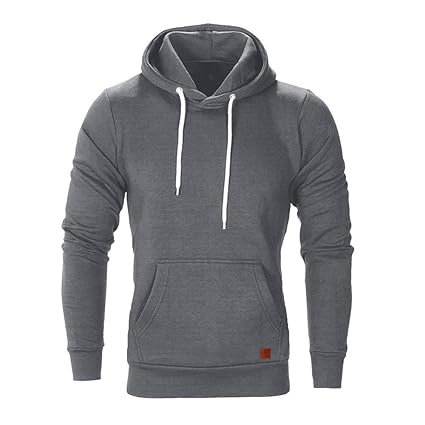 FIRSS Männer Kängurutasche Hoodie | Einfarbig Shirt | Kordelzug Oberteile | Mit Kapuze Tops | Basic T-Shirt | Slim Fit Sweats