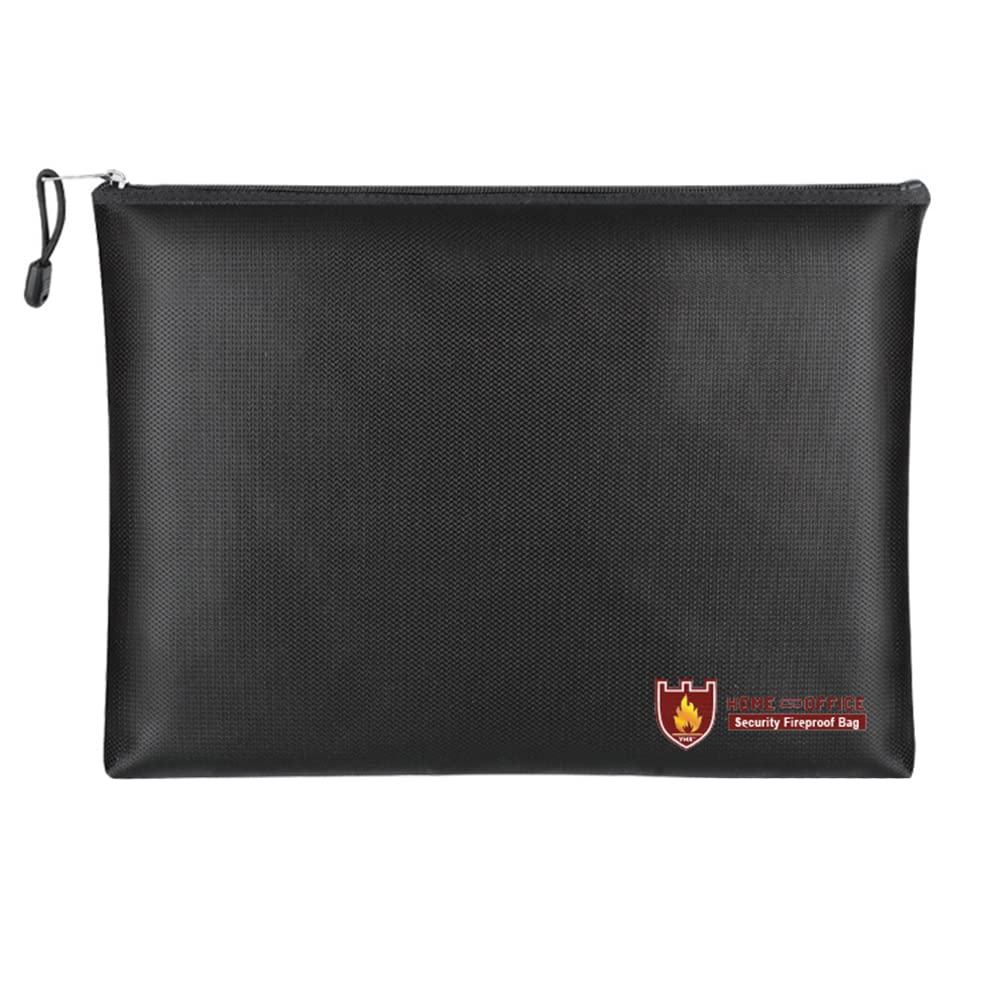 Tiardey Fireproof Money Safe Document Bag.Silicone Coated Fire & Water Resistant Safe Cash Bag.Fireproof Safe Storage for A5 Size File Folder Holder,Money,Document,Ipad,Jewelry and Passport