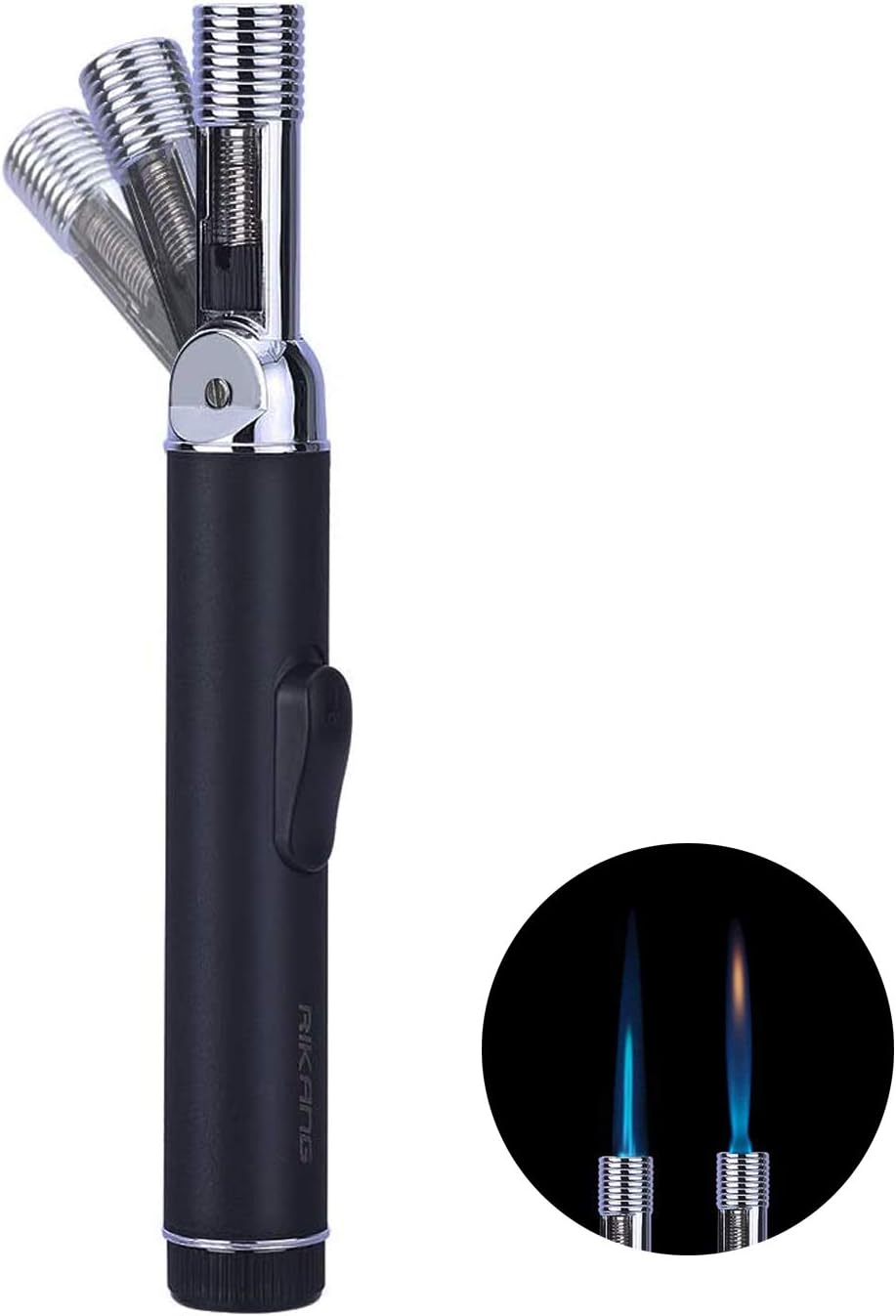Adjustable Butane Torch Lighter Soft/Jet Flame Switchable Welding Gas Torch Lighter Portable Refillable Lighter with Safety Lock,Adjustable Nozzle and Flame,for Camping BBQs Kitchen(Gas not Included)