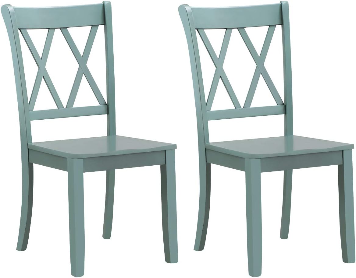 Amazon Com Giantex Set Of 2 Dining Chairs Rubber Wood Dining Room Side Chair Mestler Dining Room Side Chairs For Home Kitchen Dining Room Mint Green 1 Mint Green Chairs