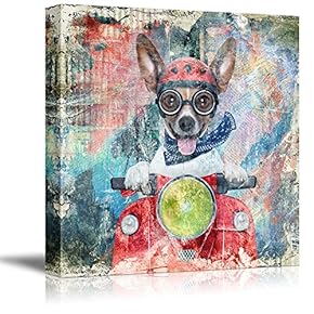 Square Dog Series Antique Style Painting of a...